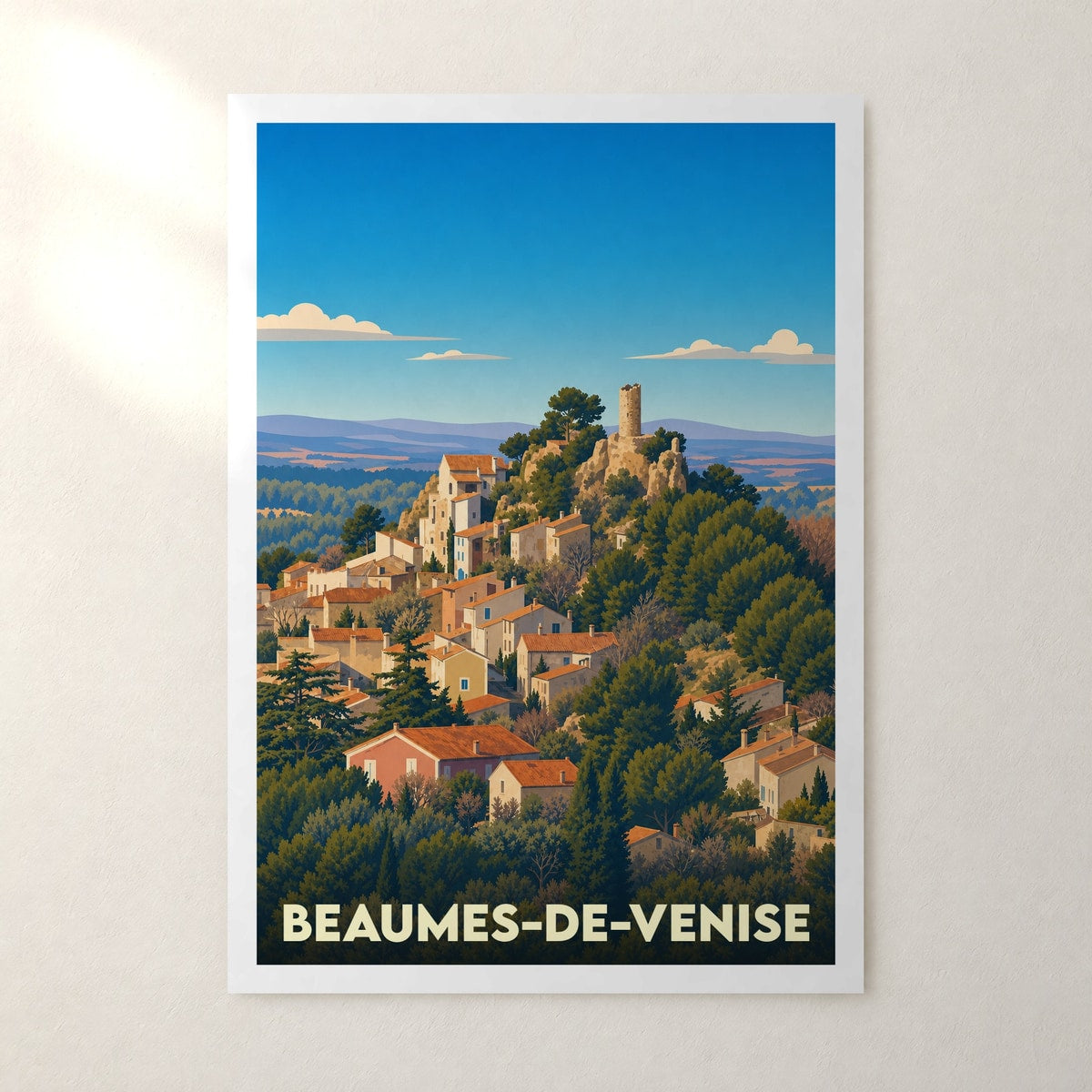 Affiche Beaumes-de-Venise – sans cadre, accrochée au mur