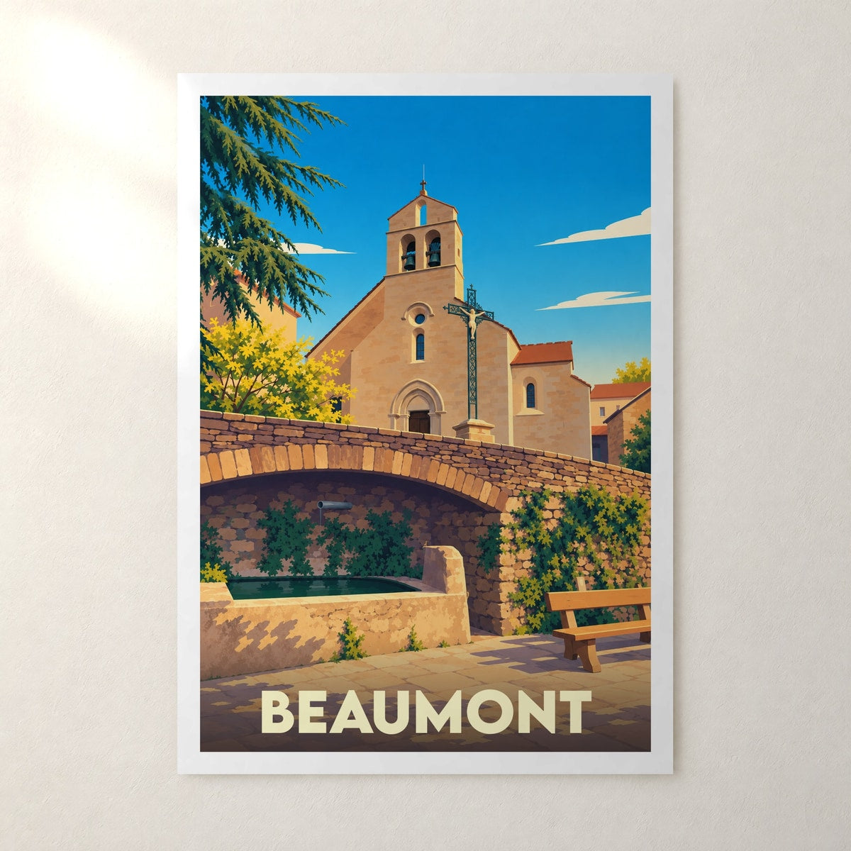 Affiche Beaumont (Ardèche) – sans cadre, accrochée au mur