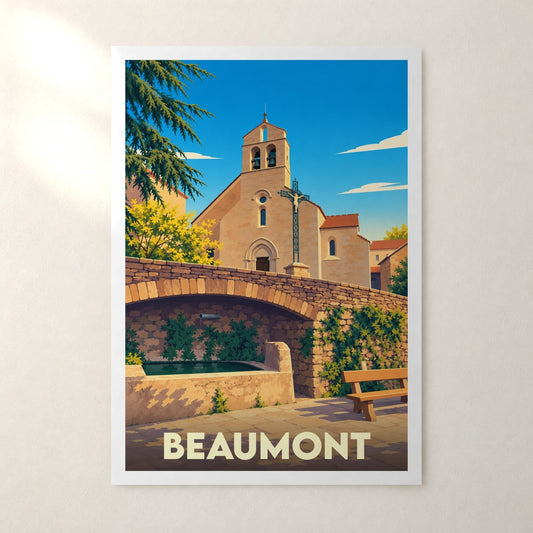 Affiche Beaumont (Ardèche) – sans cadre, accrochée au mur