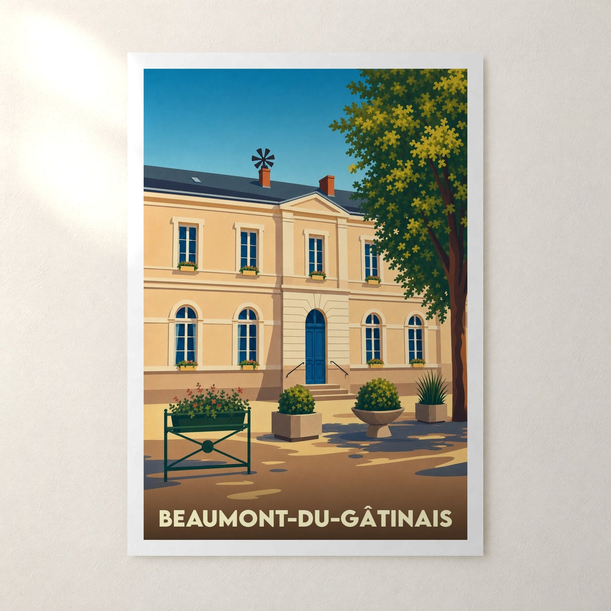 Affiche Beaumont-du-Gâtinais – sans cadre, accrochée au mur