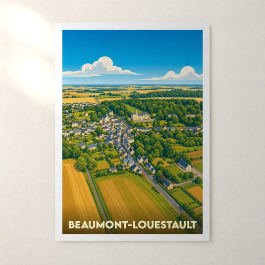 Affiche Beaumont-Louestault – sans cadre, accrochée au mur