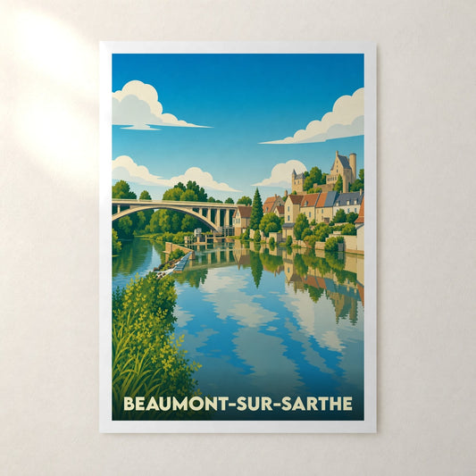 Affiche Beaumont-sur-Sarthe – sans cadre, accrochée au mur