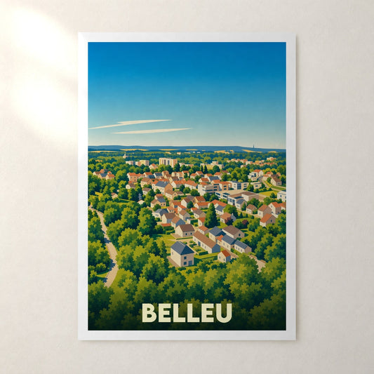 Affiche Belleu – sans cadre, accrochée au mur