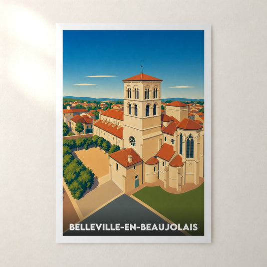Affiche Belleville-en-Beaujolais – sans cadre, accrochée au mur