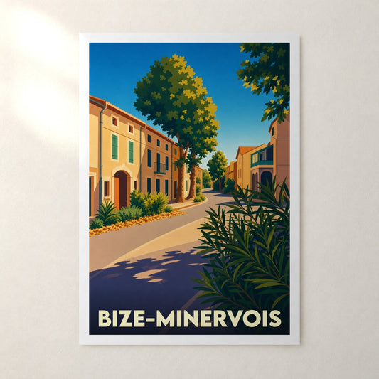 Affiche Bize-Minervois – sans cadre, accrochée au mur