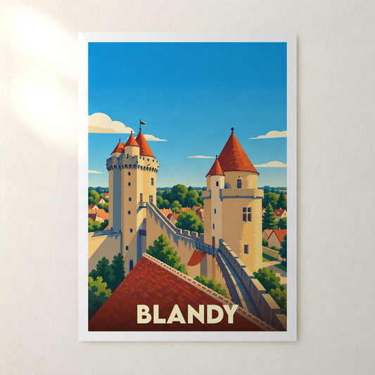 Affiche Blandy (Seine-et-Marne) – sans cadre, accrochée au mur