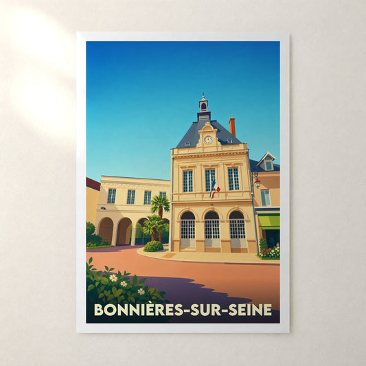 Affiche Bonnières-sur-Seine – sans cadre, accrochée au mur
