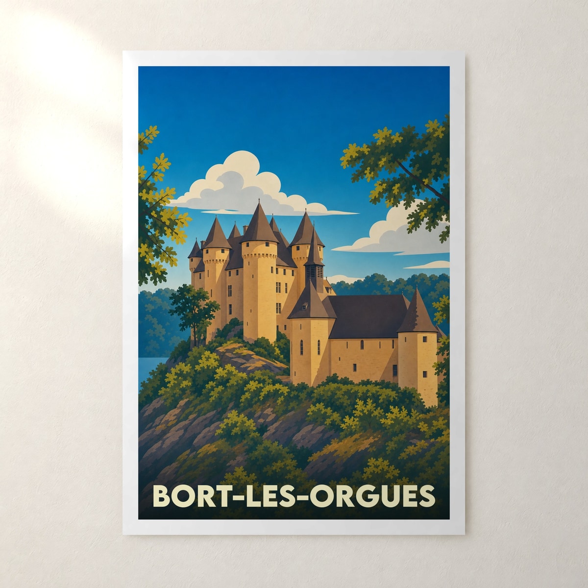 Affiche Bort-les-Orgues – sans cadre, accrochée au mur