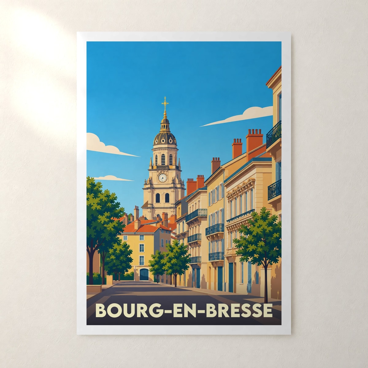 Affiche Bourg-en-Bresse – sans cadre, accrochée au mur
