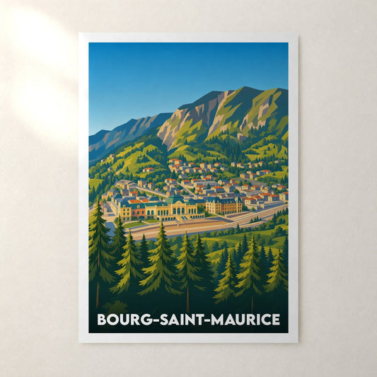 Affiche Bourg-Saint-Maurice – sans cadre, accrochée au mur
