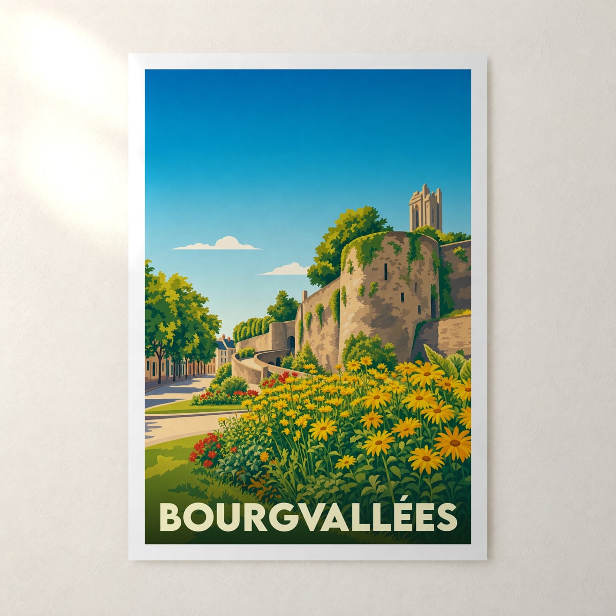 Affiche Bourgvallées – sans cadre, accrochée au mur