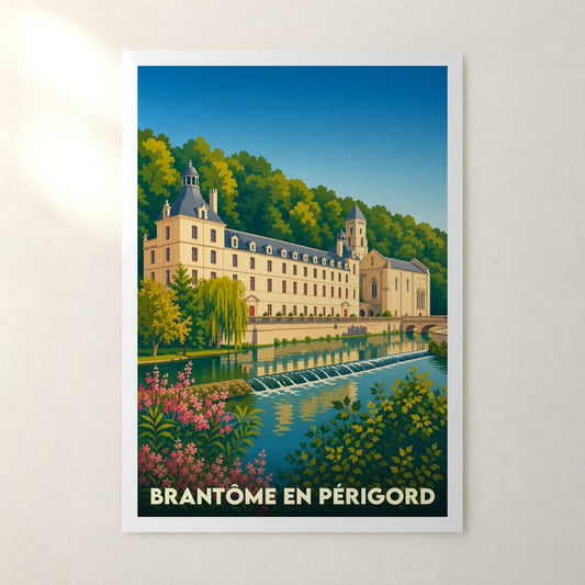 Affiche Brantôme en Périgord – sans cadre, accrochée au mur