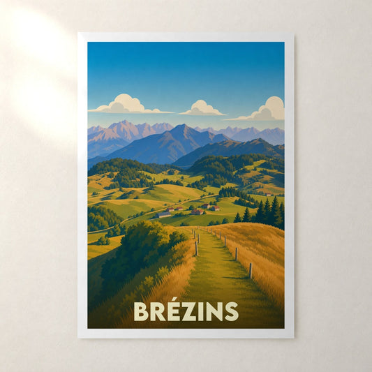 Affiche Brézins – sans cadre, accrochée au mur