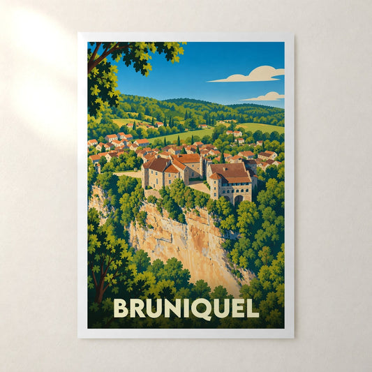 Affiche Bruniquel – sans cadre, accrochée au mur