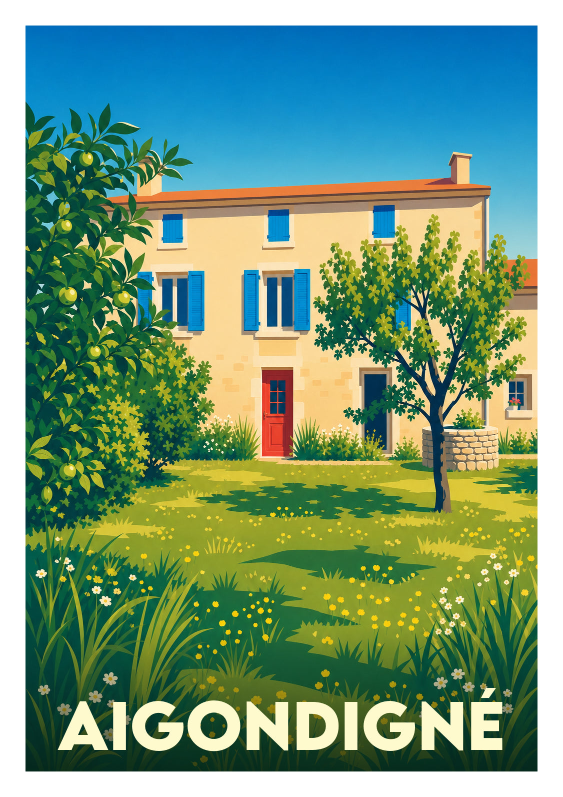 Affiche souvenir de Aigondigné – image brute sans cadre