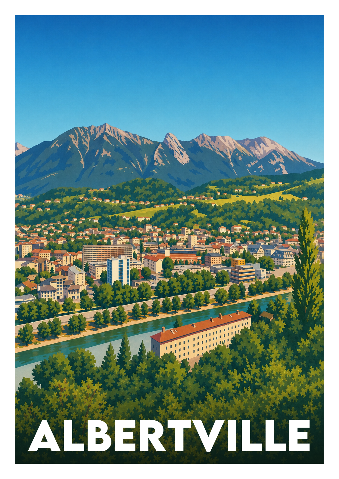 Affiche souvenir de Albertville – image brute sans cadre