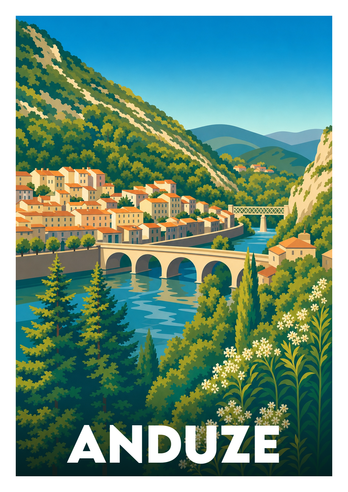 Affiche souvenir de Anduze – image brute sans cadre