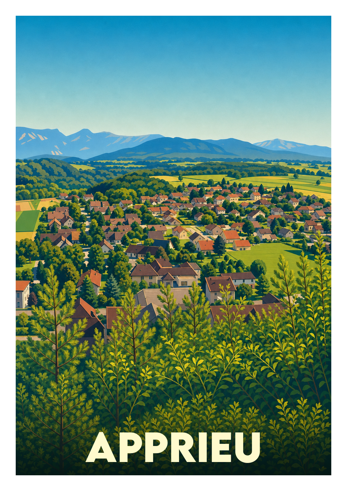 Affiche souvenir de Apprieu – image brute sans cadre