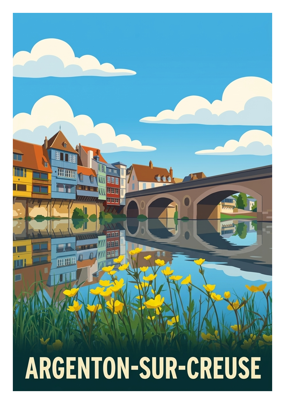 Affiche souvenir de Argenton-sur-Creuse – image brute sans cadre