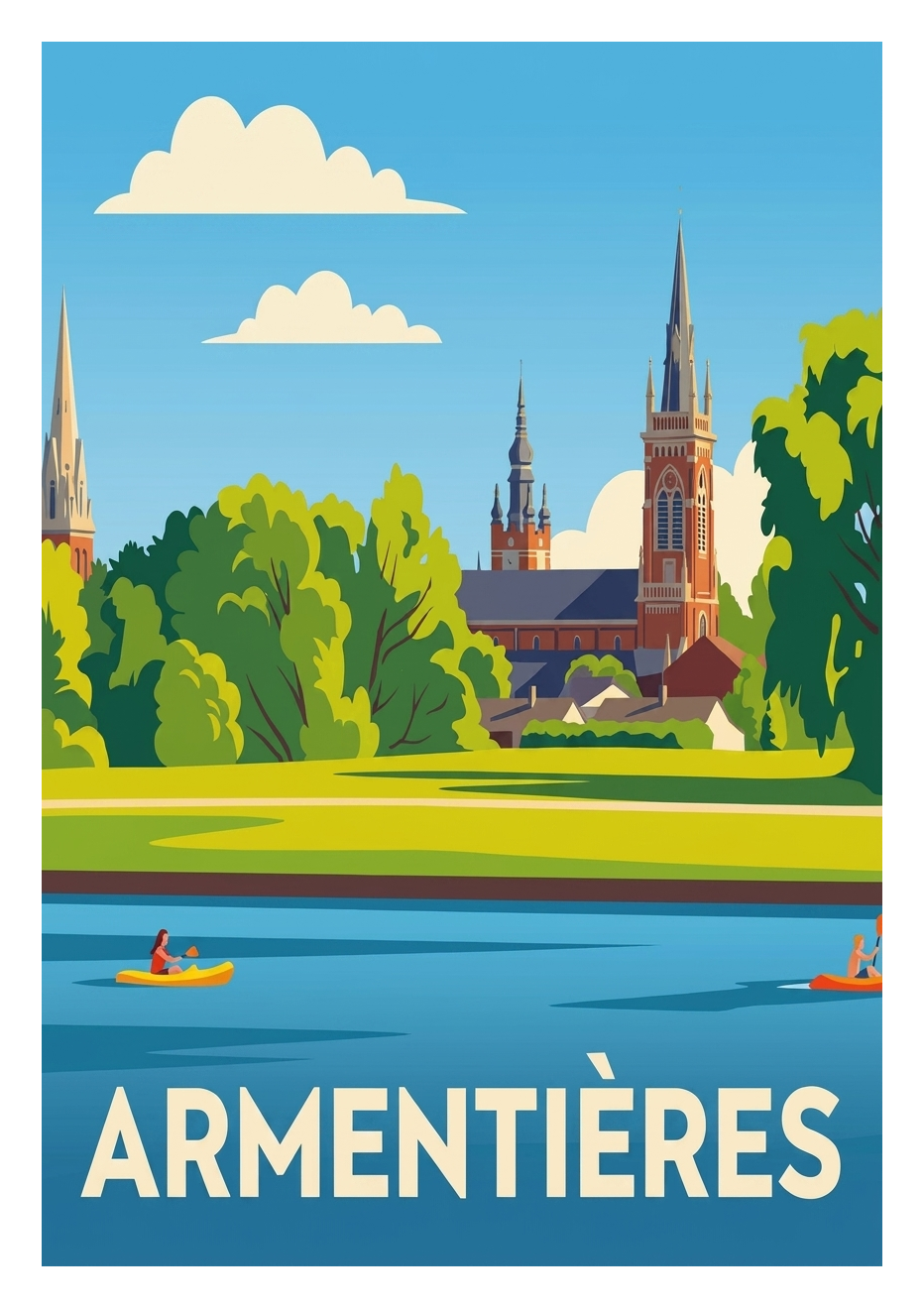 Affiche souvenir de Armentières – image brute sans cadre