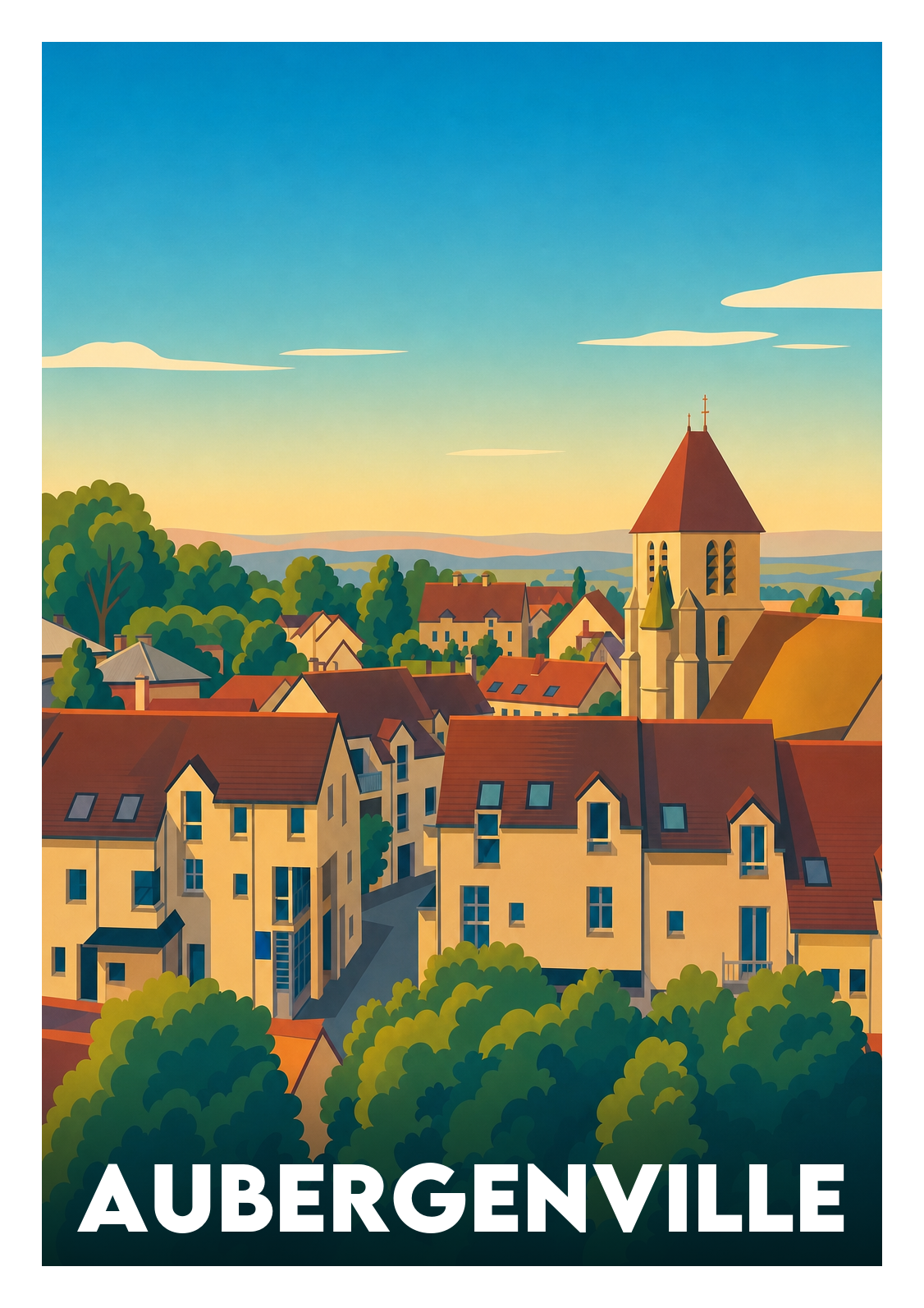 Affiche souvenir de Aubergenville – image brute sans cadre