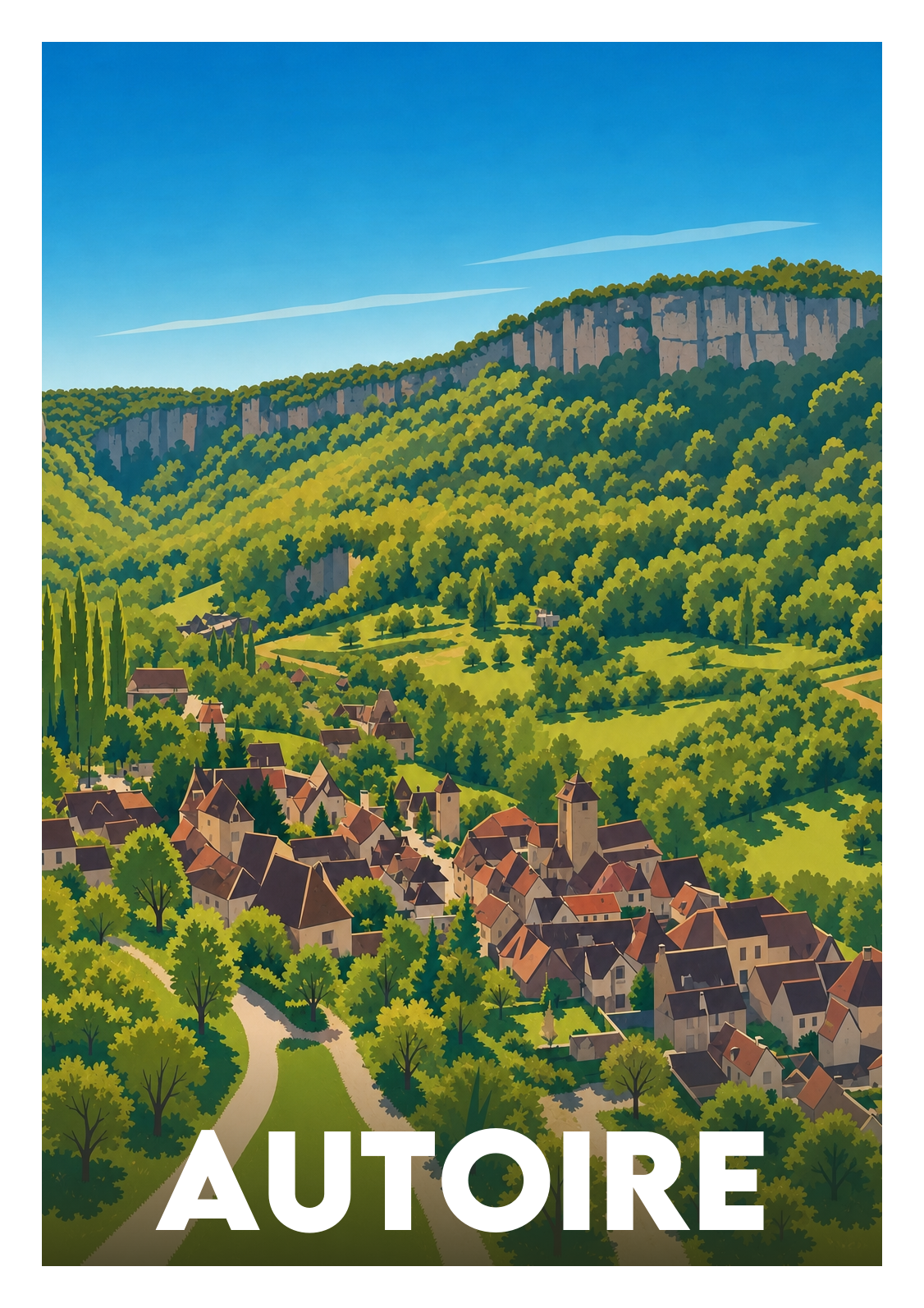 Affiche souvenir de Autoire – image brute sans cadre