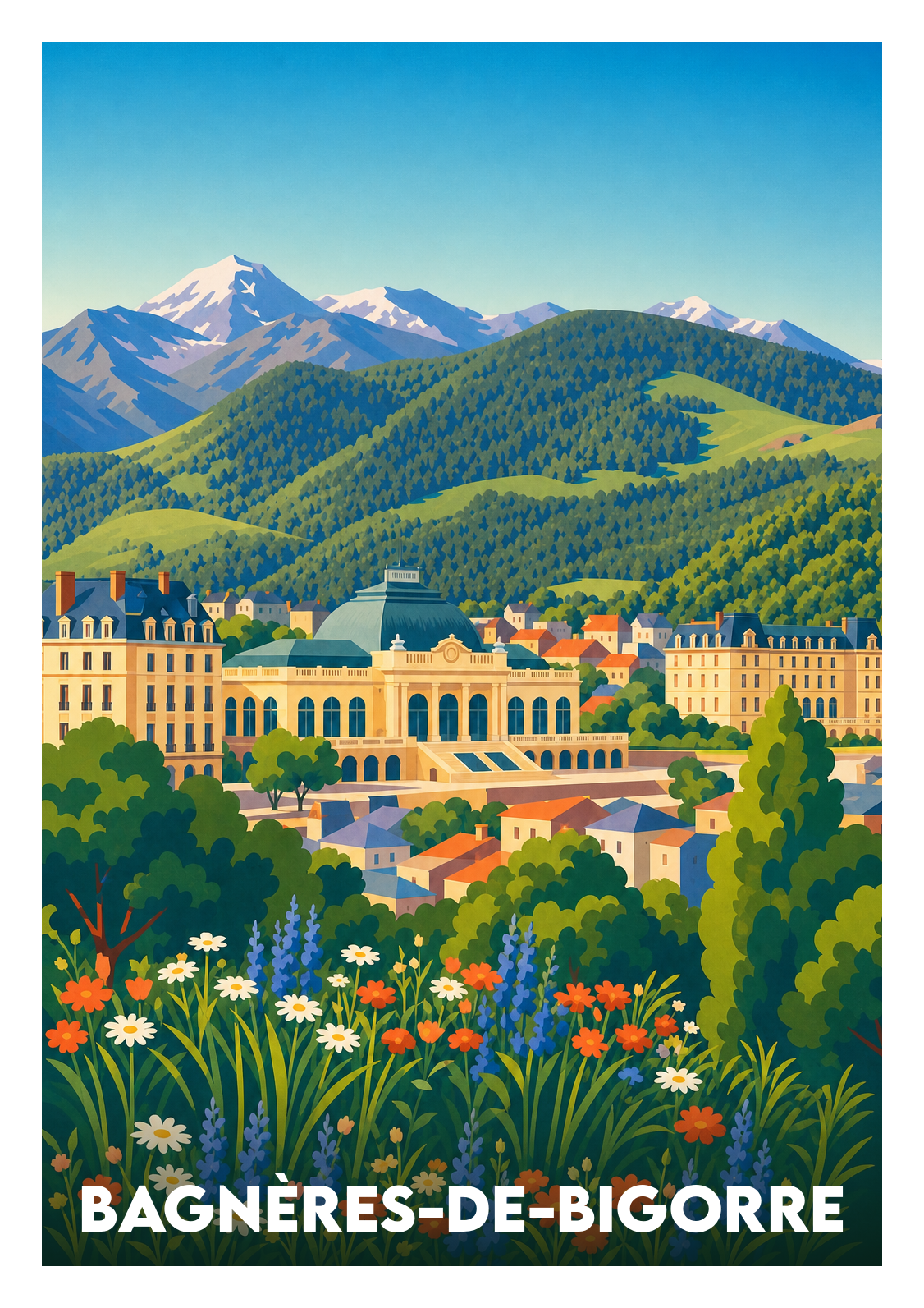 Affiche souvenir de Bagnères-de-Bigorre – image brute sans cadre