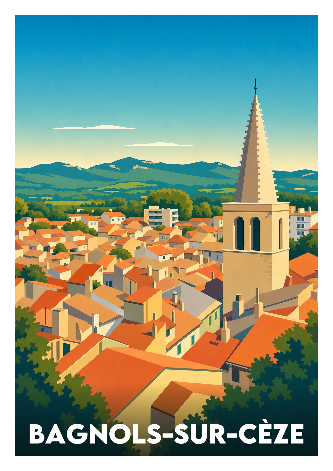 Affiche souvenir de Bagnols-sur-Cèze – image brute sans cadre