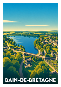 Affiche souvenir de Bain-de-Bretagne – image brute sans cadre