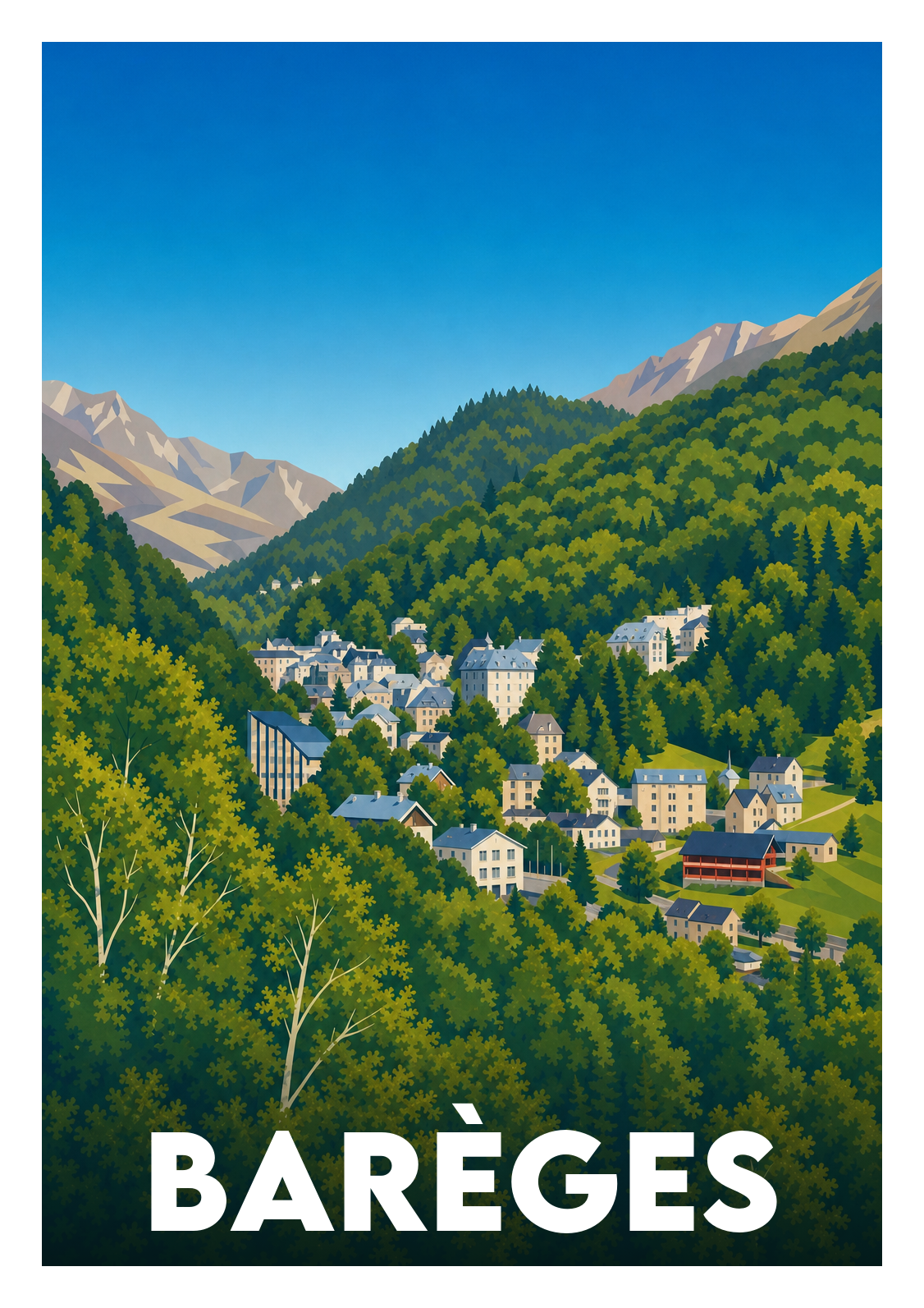 Affiche souvenir de Barèges – image brute sans cadre