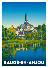 Affiche souvenir de Baugé-en-Anjou – image brute sans cadre