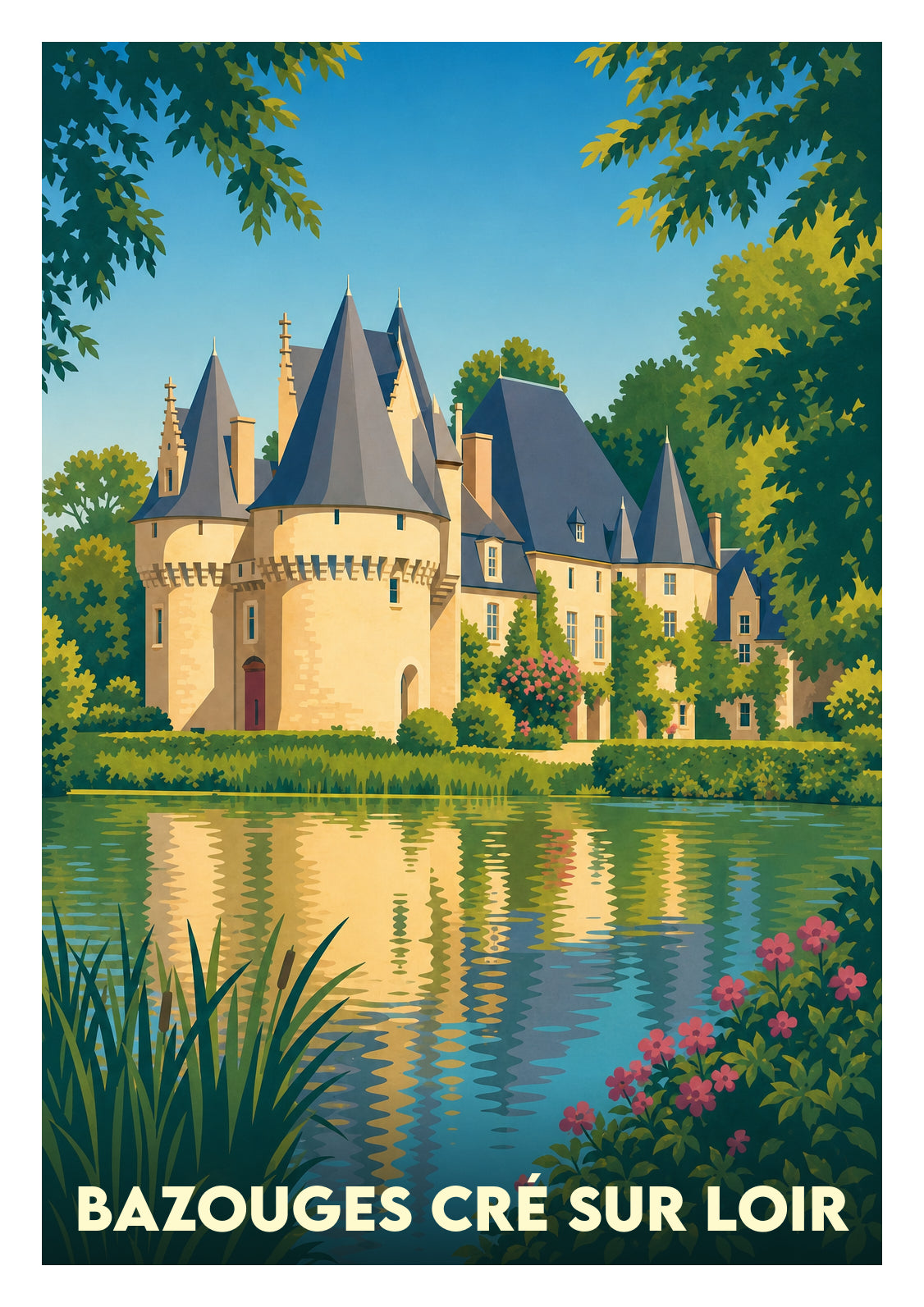 Affiche souvenir de Bazouges Cré sur Loir – image brute sans cadre