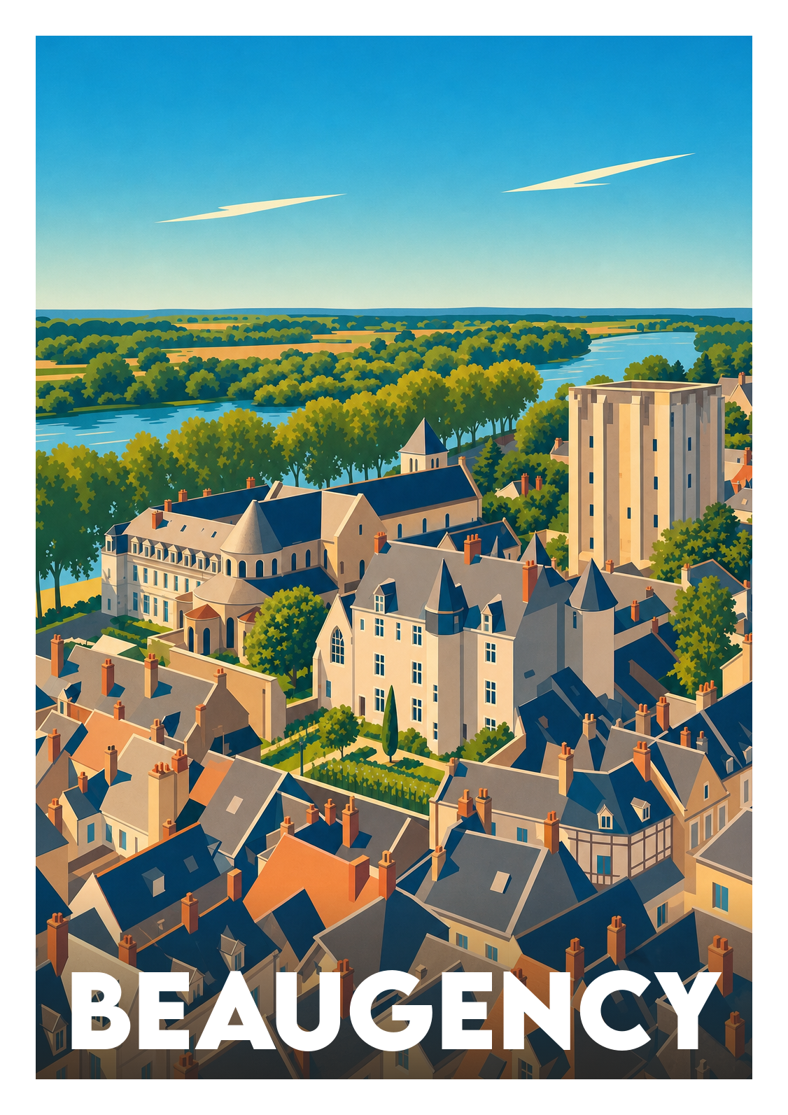 Affiche souvenir de Beaugency – image brute sans cadre