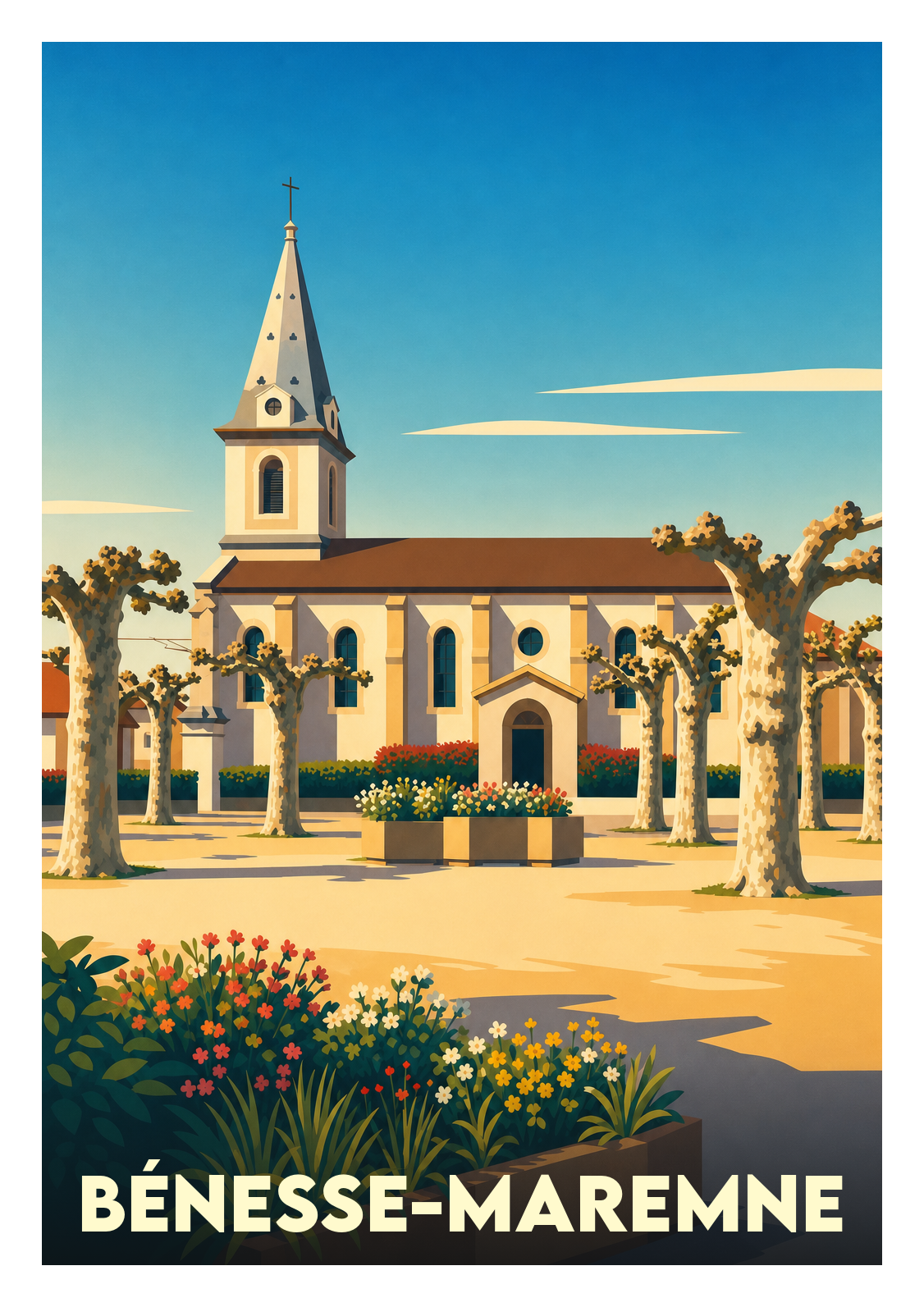 Affiche souvenir de Bénesse-Maremne – image brute sans cadre