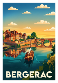 Affiche souvenir de Bergerac – image brute sans cadre