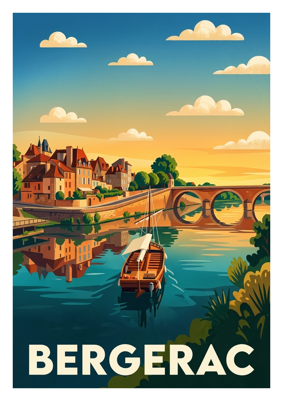 Affiche souvenir de Bergerac – image brute sans cadre