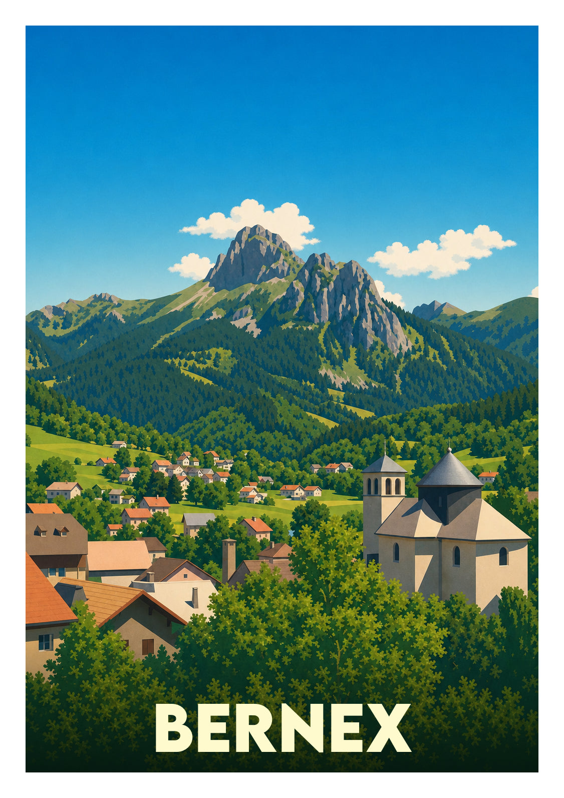 Affiche souvenir de Bernex – image brute sans cadre