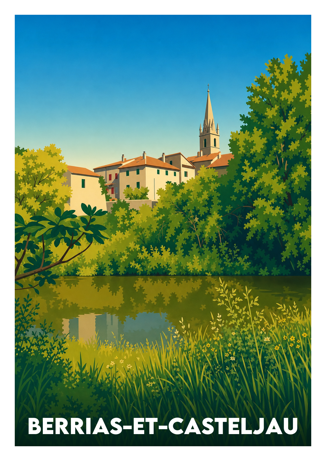 Affiche souvenir de Berrias-et-Casteljau – image brute sans cadre