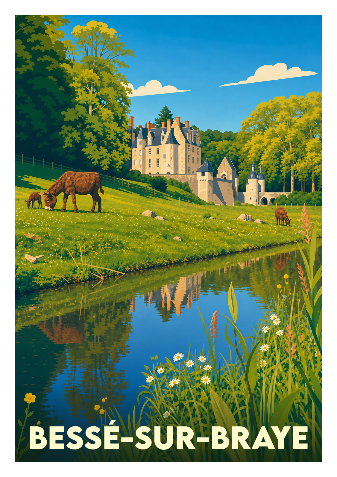 Affiche souvenir de Bessé-sur-Braye – image brute sans cadre