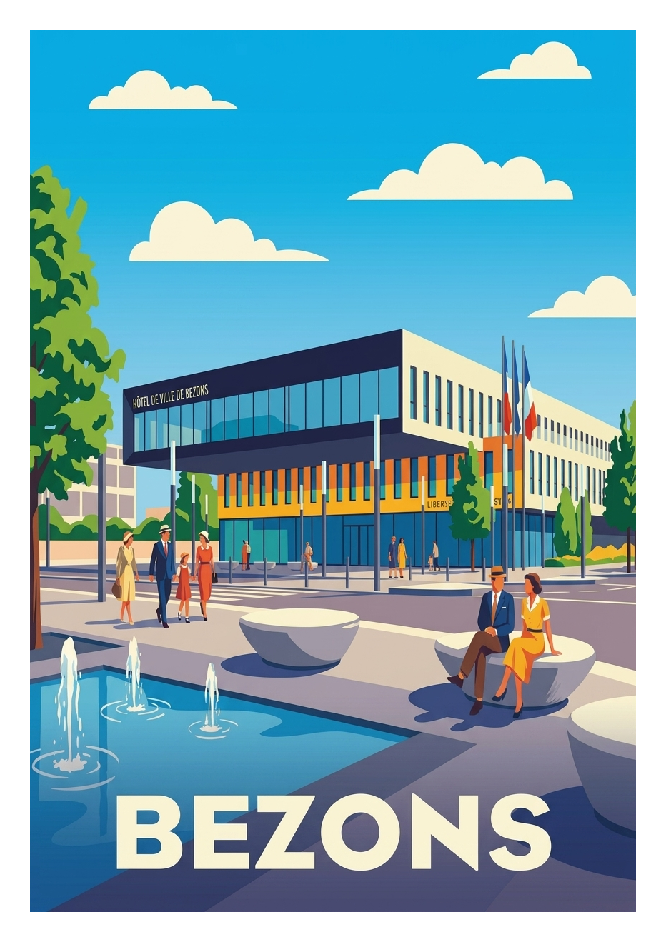 Affiche souvenir de Bezons – image brute sans cadre