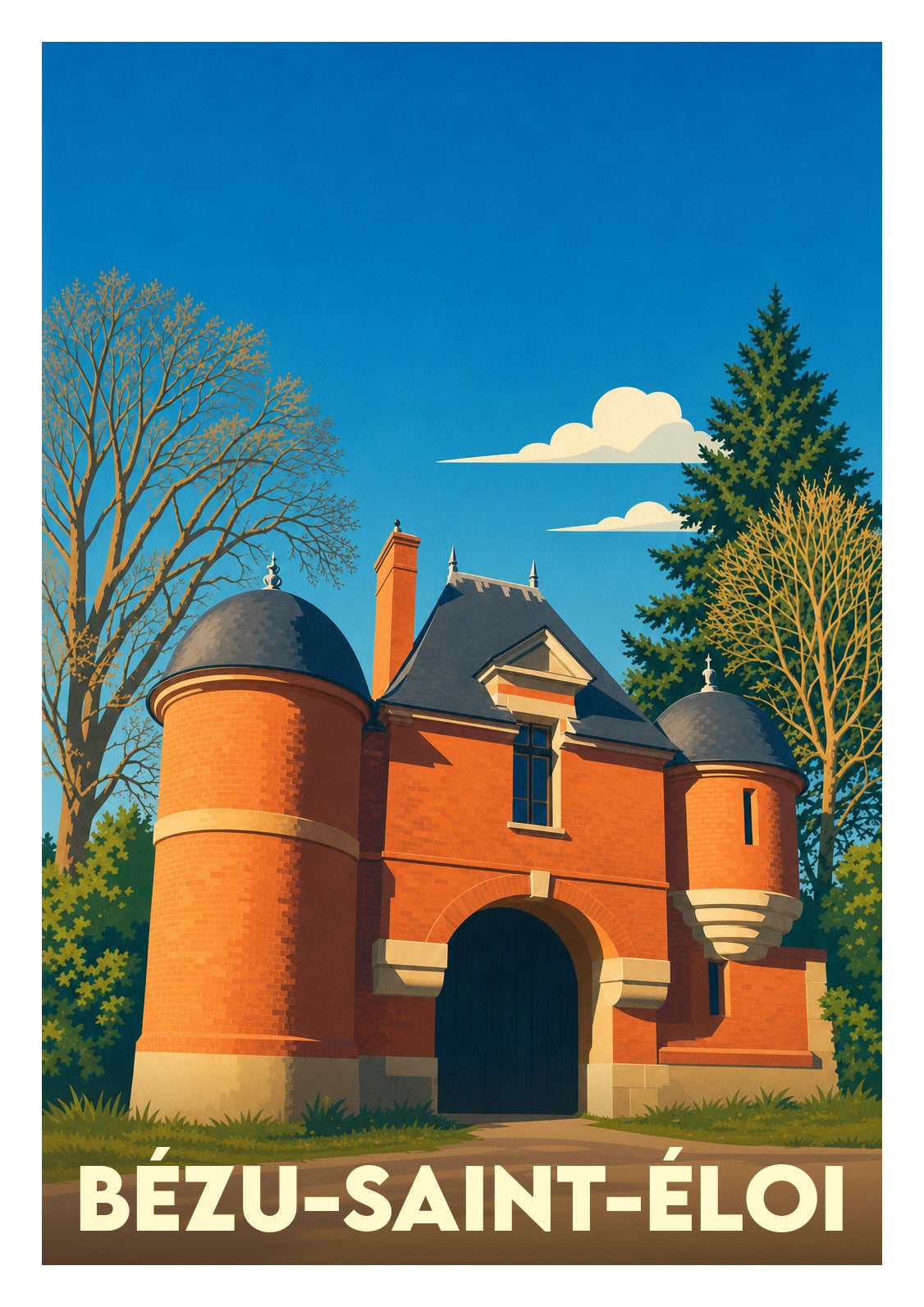 Affiche souvenir de Bézu-Saint-Éloi – image brute sans cadre