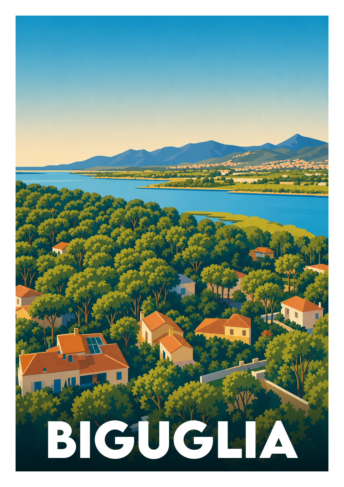 Affiche souvenir de Biguglia – image brute sans cadre