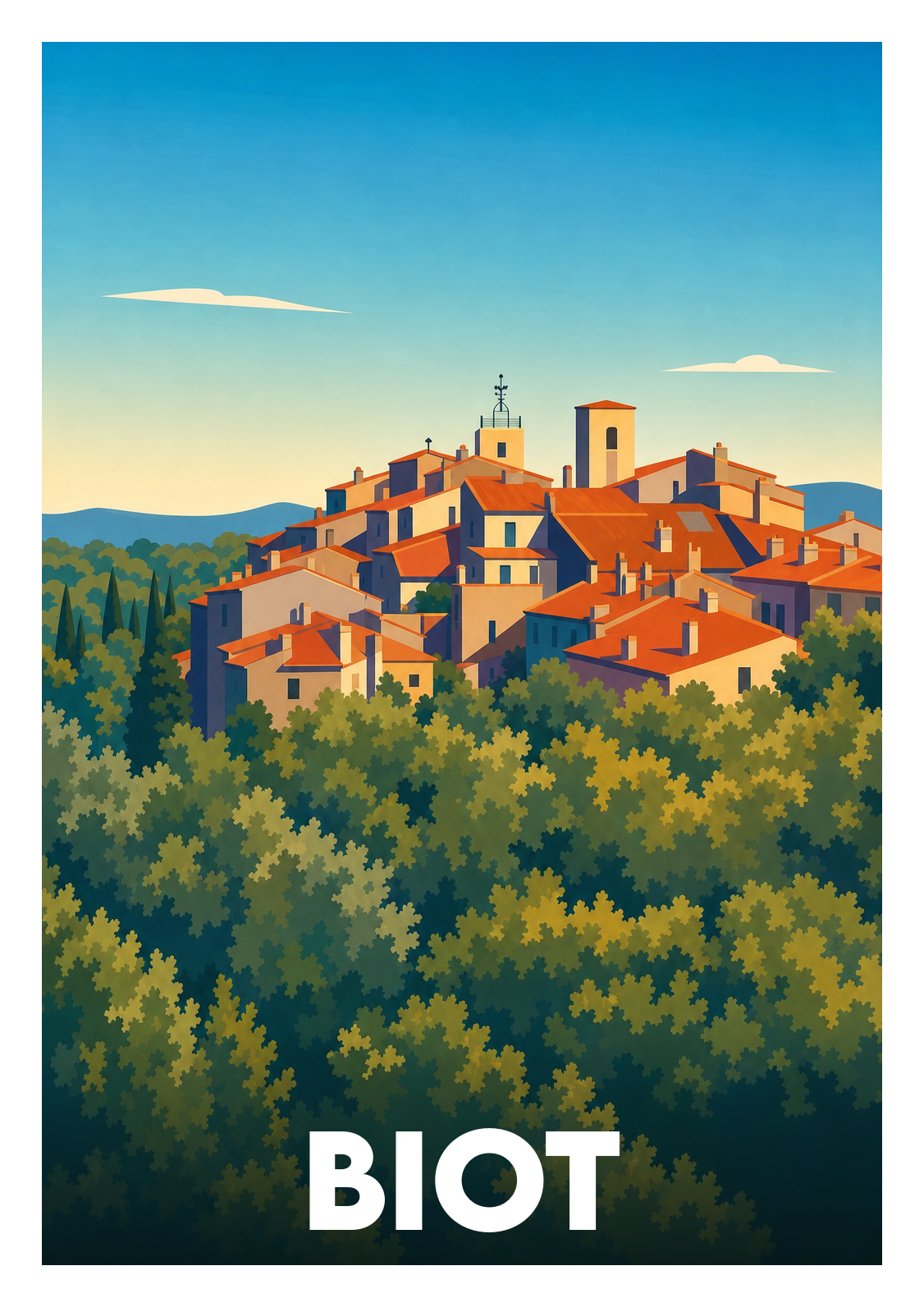 Affiche souvenir de Biot – image brute sans cadre