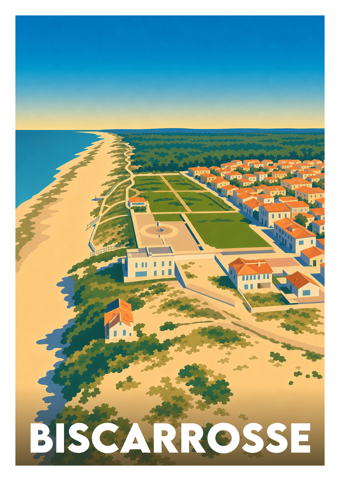 Affiche souvenir de Biscarrosse – image brute sans cadre