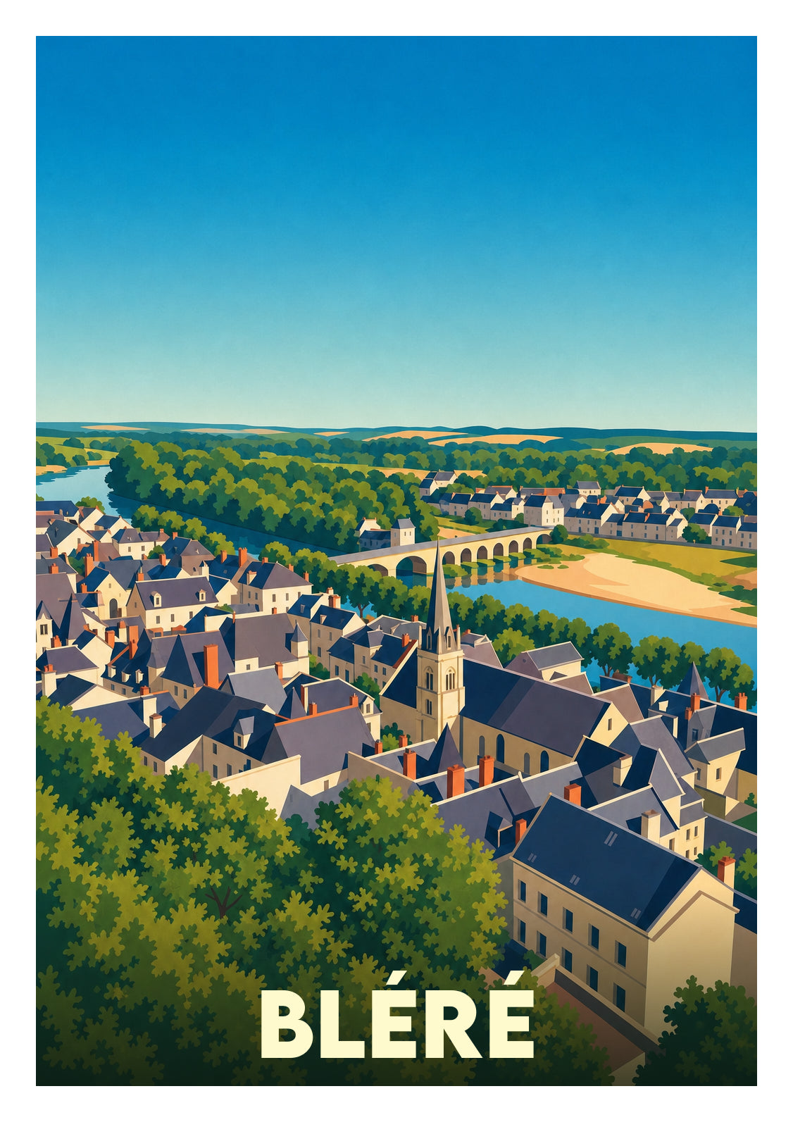 Affiche souvenir de Bléré – image brute sans cadre