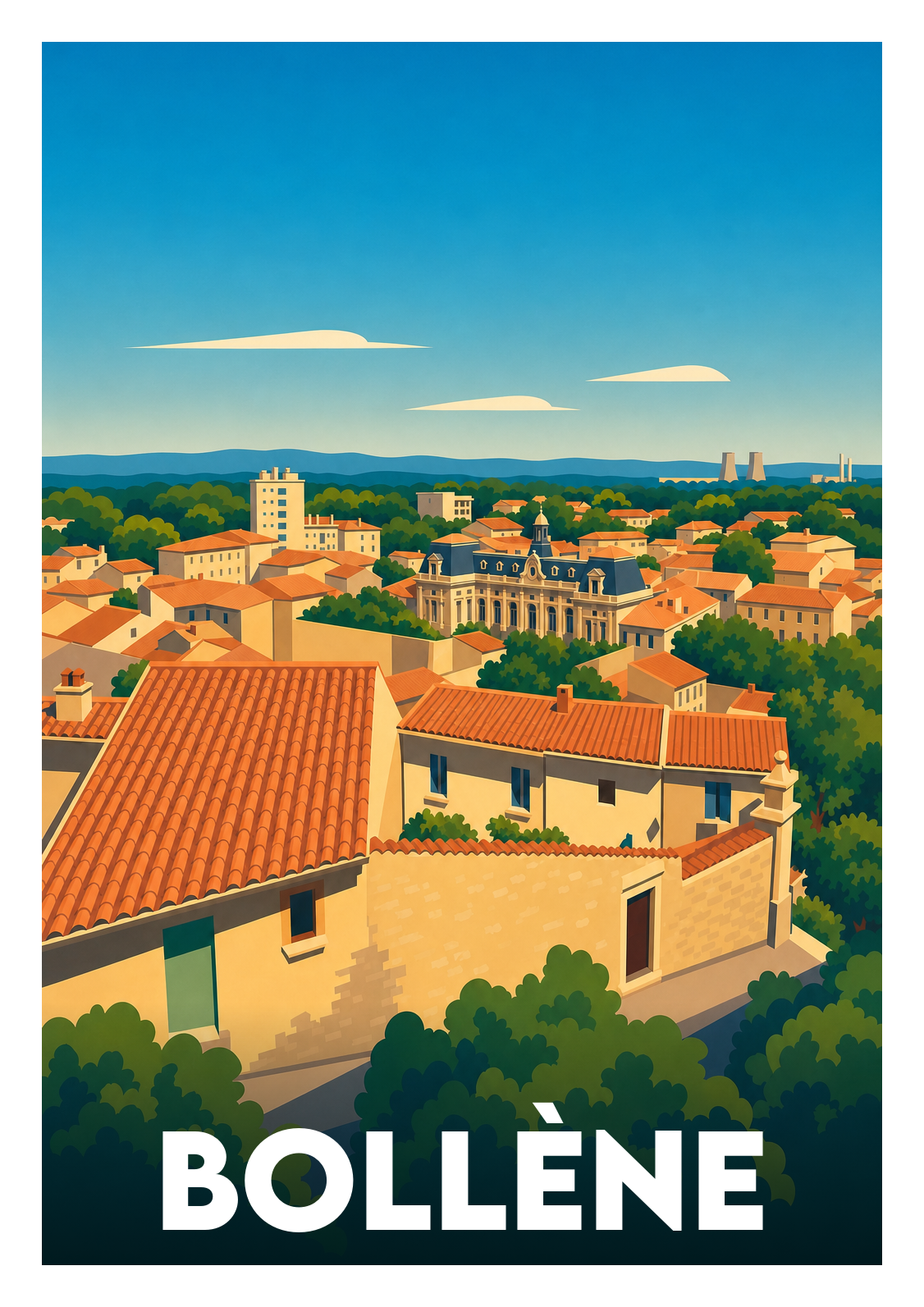 Affiche souvenir de Bollène – image brute sans cadre