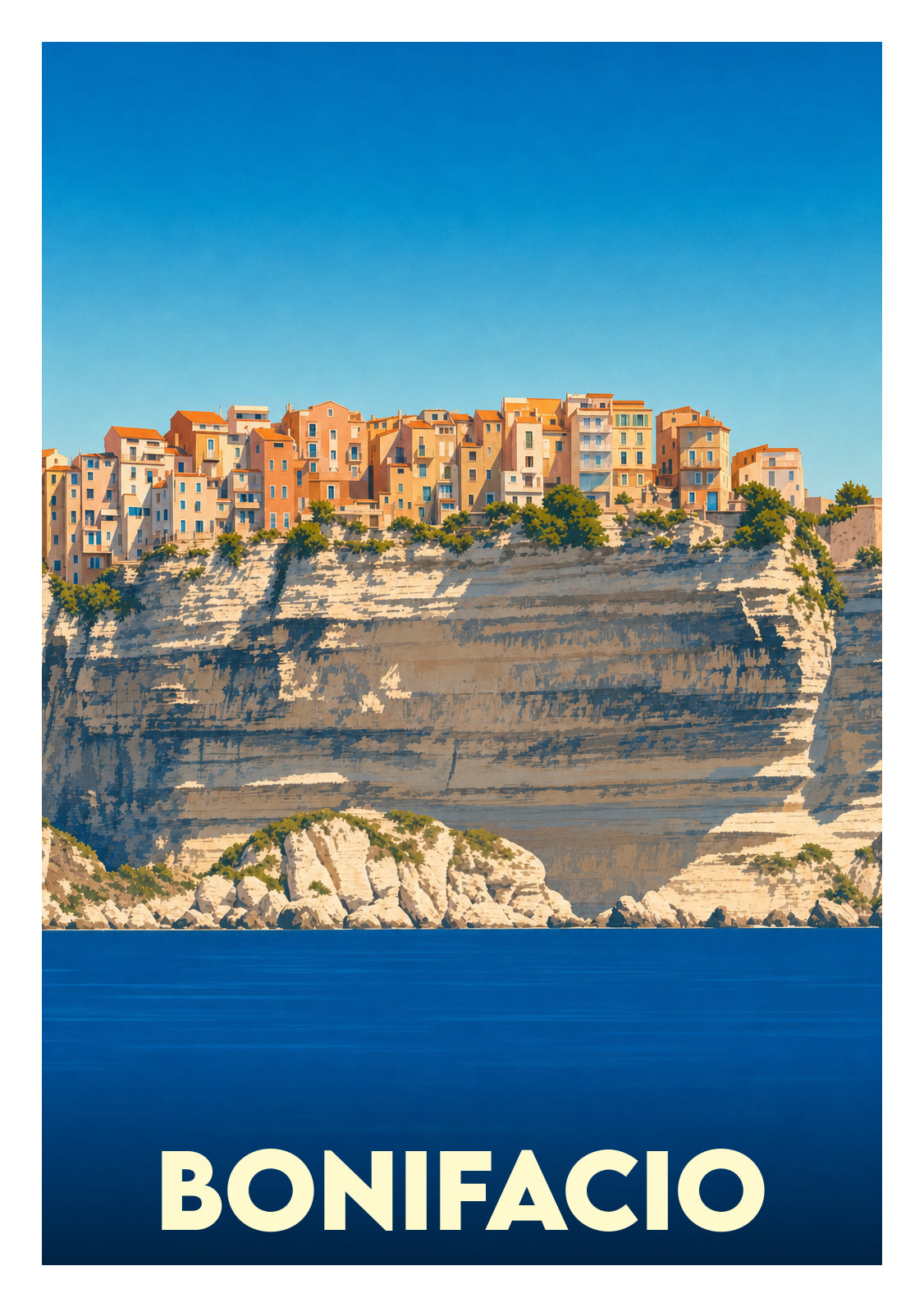 Affiche souvenir de Bonifacio – image brute sans cadre