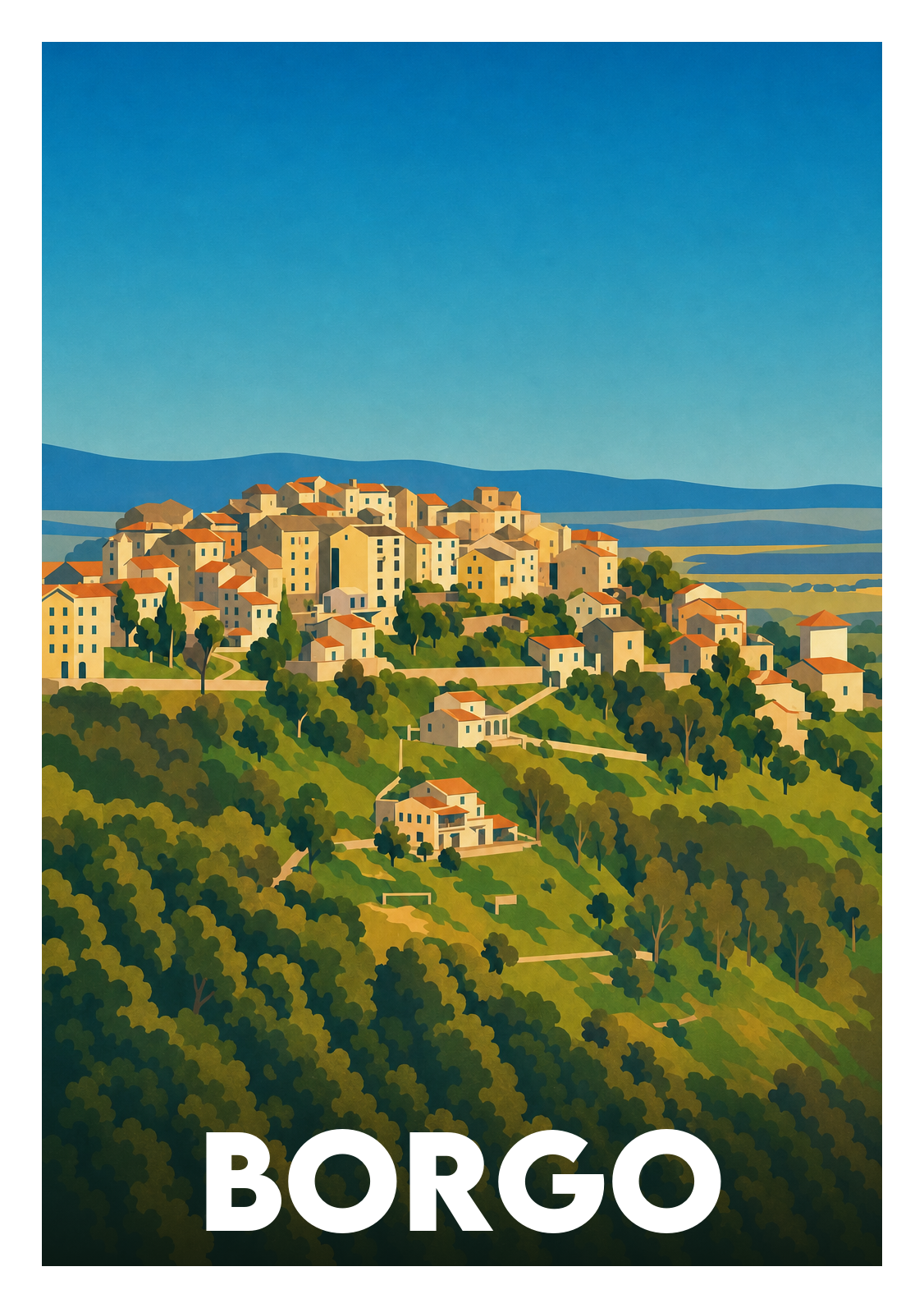 Affiche souvenir de Borgo – image brute sans cadre