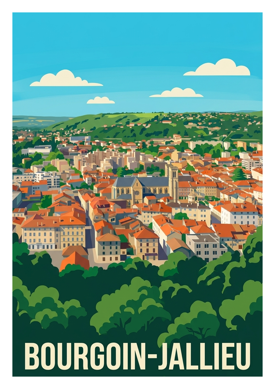 Affiche souvenir de Bourgoin-Jallieu – image brute sans cadre