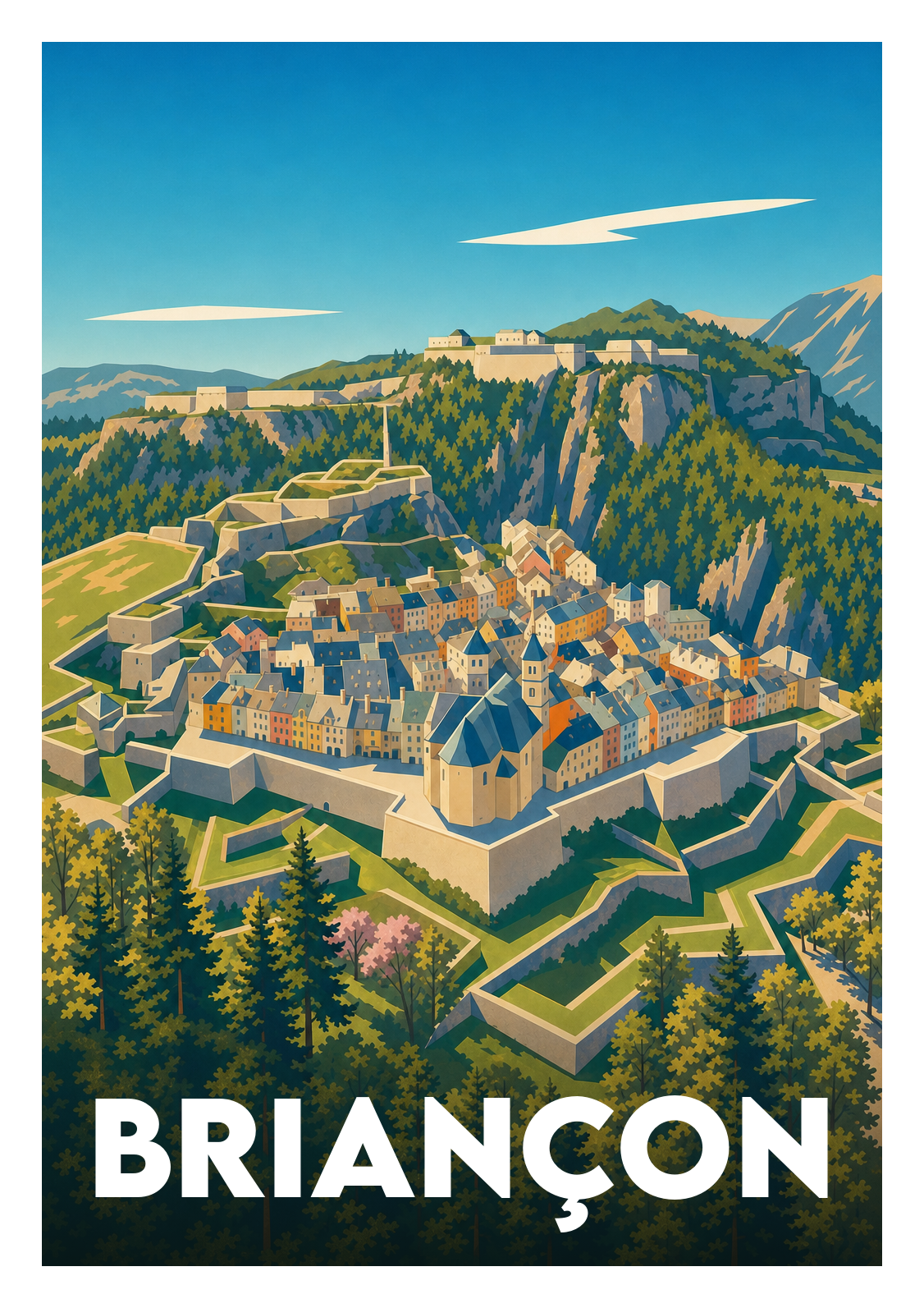 Affiche souvenir de Briançon – image brute sans cadre